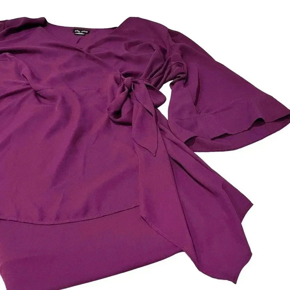 City Chick Wrap Shibara Vibes Top Magenta Size 14 - Picture 6 of 9